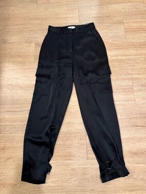 Aritzia Black Cargo Trousers with Ankle Buckles